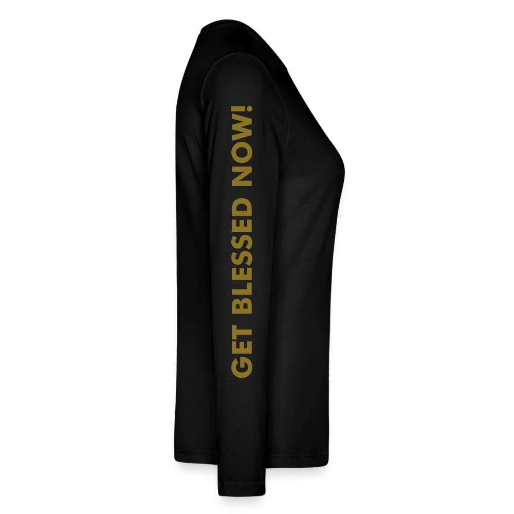 GET BLESSED/ BE A BLESSING Bella + Canvas Women's Long Sleeve T-Shirt - black