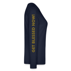 GET BLESSED/ BE A BLESSING Bella + Canvas Women's Long Sleeve T-Shirt - navy