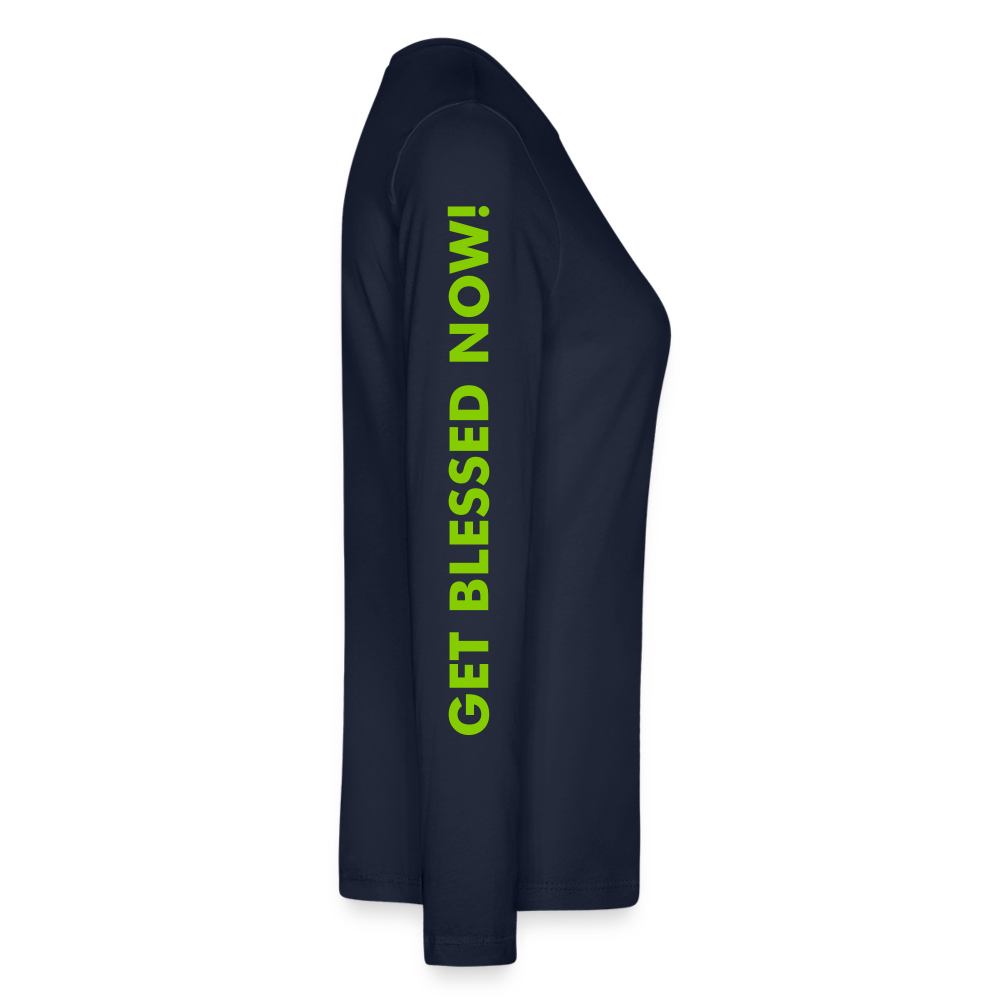 New GET BLESSED/ BE A BLESSING Bella + Canvas Women's Long Sleeve T-Shirt - navy